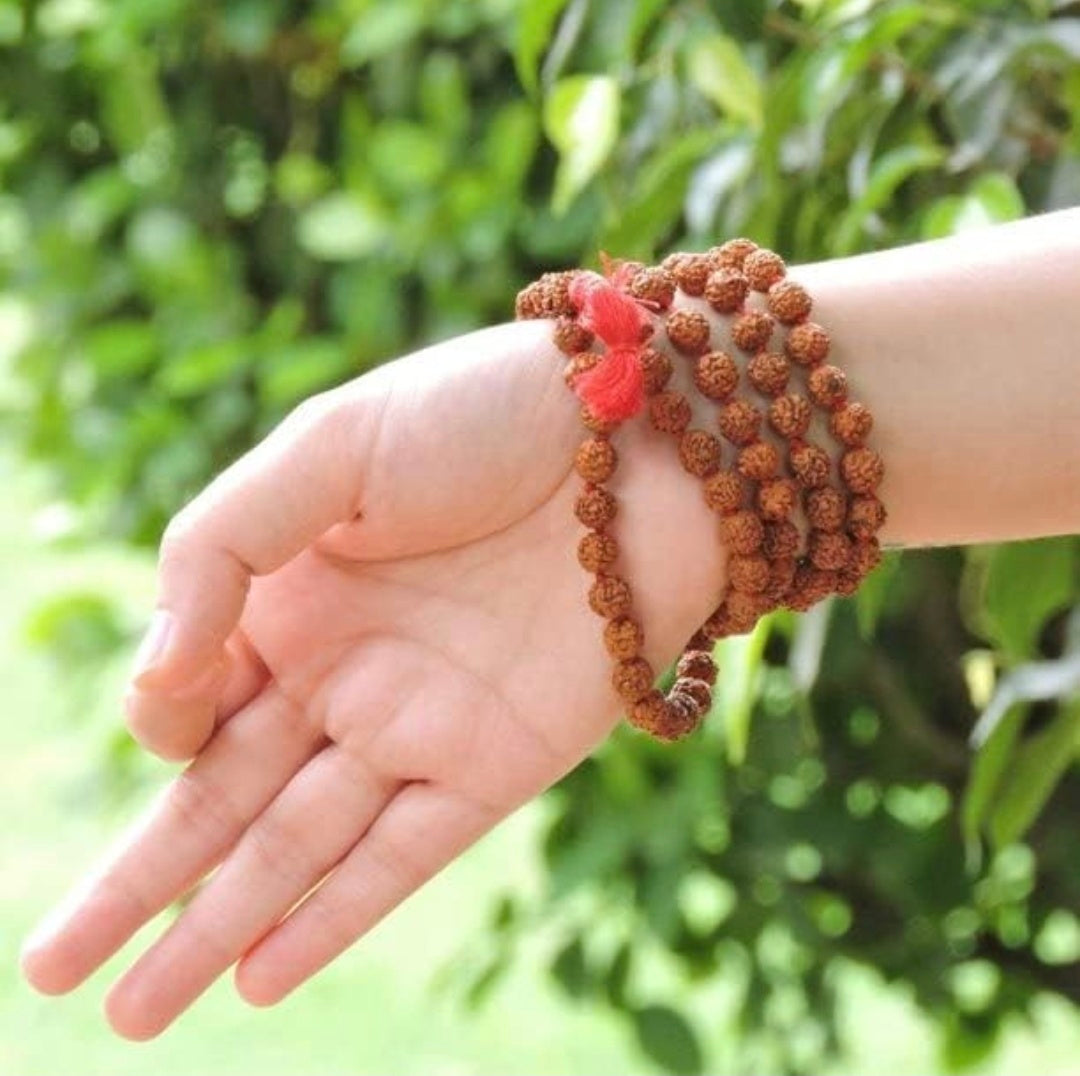 Rudraksha Mala 100% Original (Brown, 8 mm) Japa Mala (5 Mukhi Mala, 108 Beads Mala)