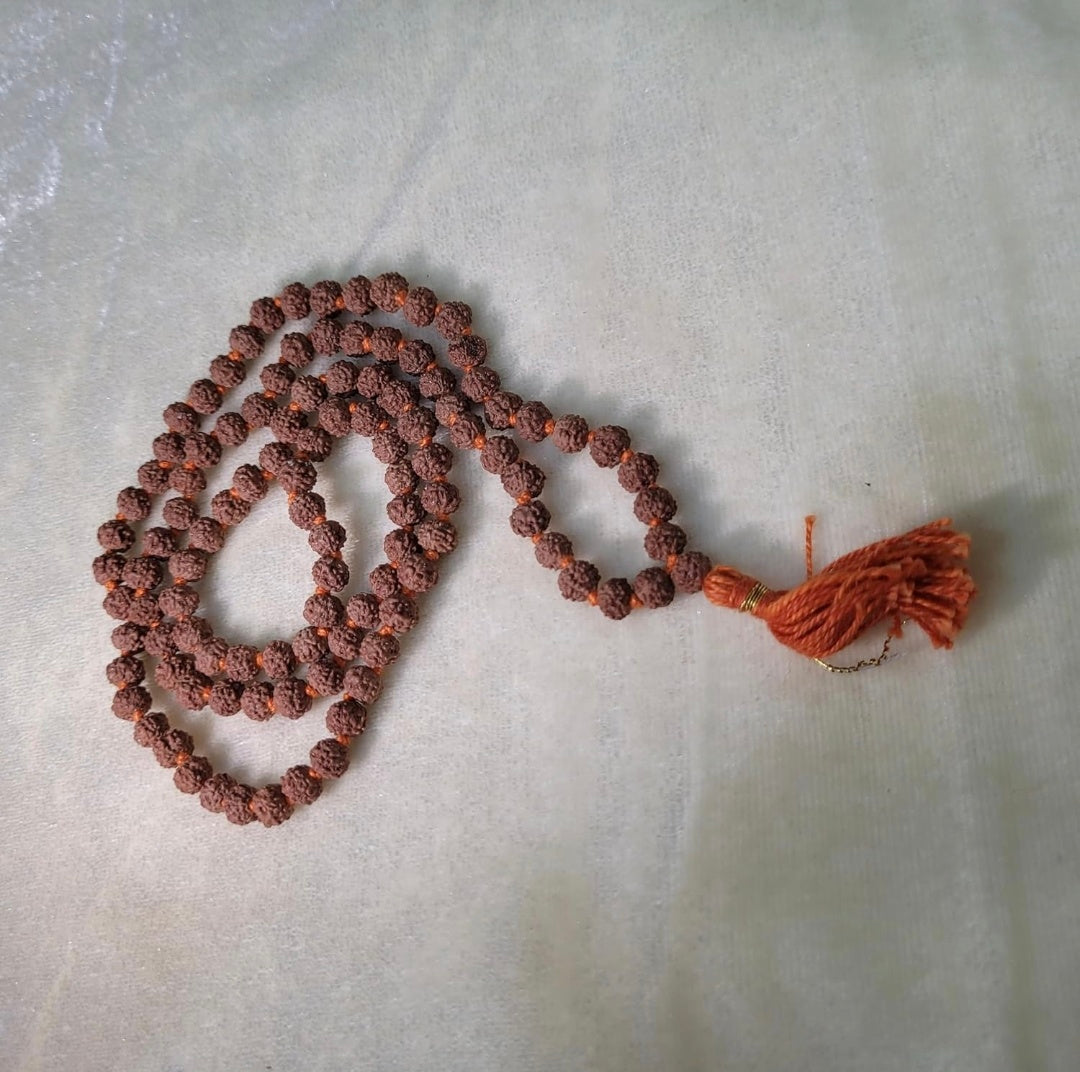 5mm 5 Mukhi Rudraksha Mala (108+1 Beads)100% Original | Authentic Natural Rudraksha Beads for Meditation, Spiritual Practice & Healing