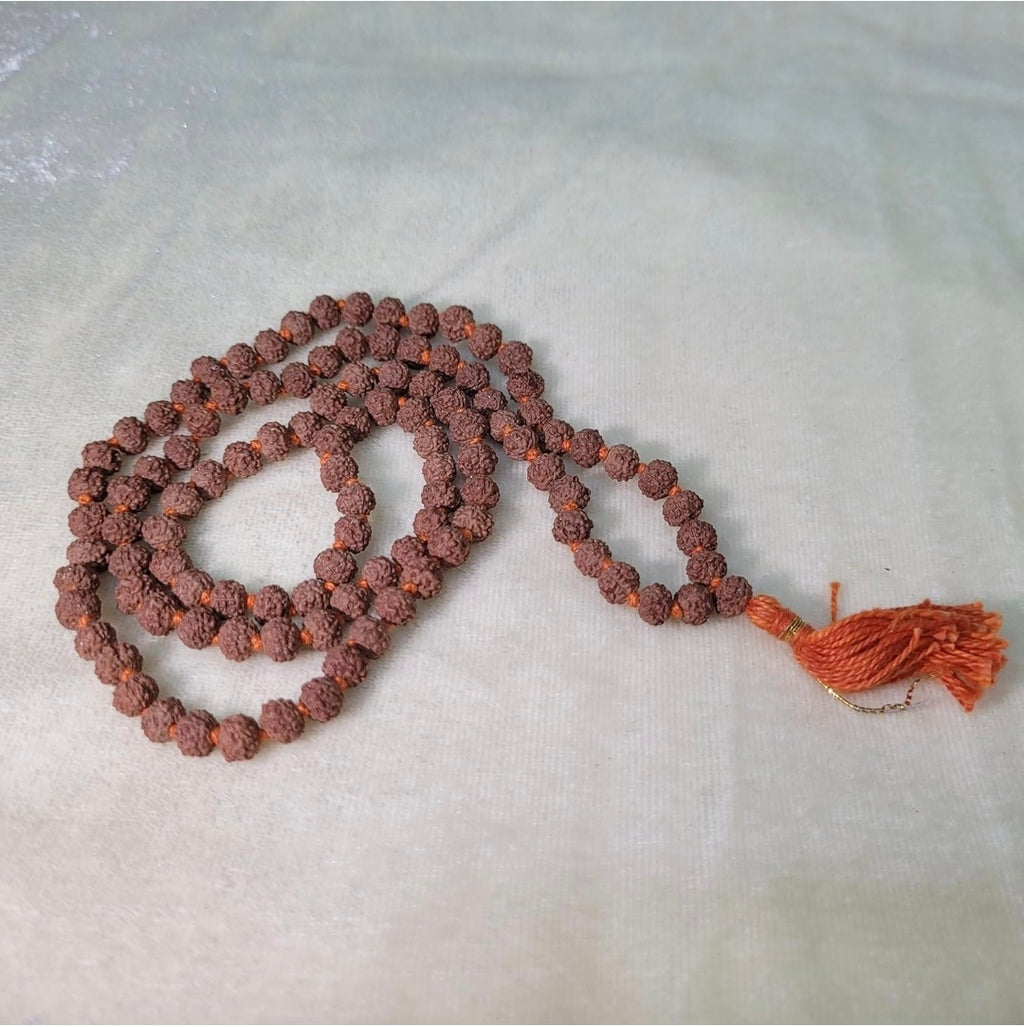 5mm 5 Mukhi Rudraksha Mala (108+1 Beads)100% Original | Authentic Natural Rudraksha Beads for Meditation, Spiritual Practice & Healing