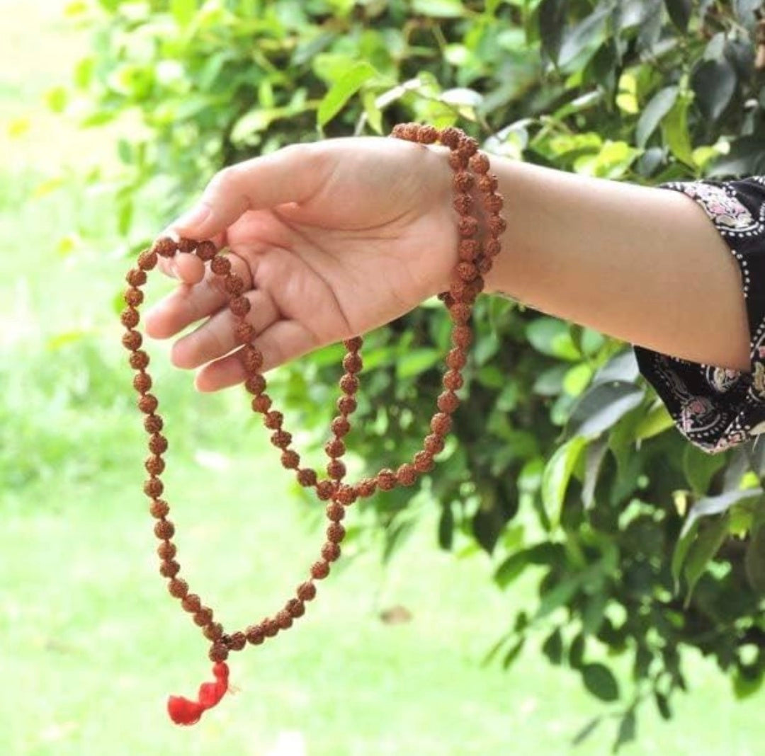 Rudraksha Mala 100% Original (Brown, 8 mm) Japa Mala (5 Mukhi Mala, 108 Beads Mala)