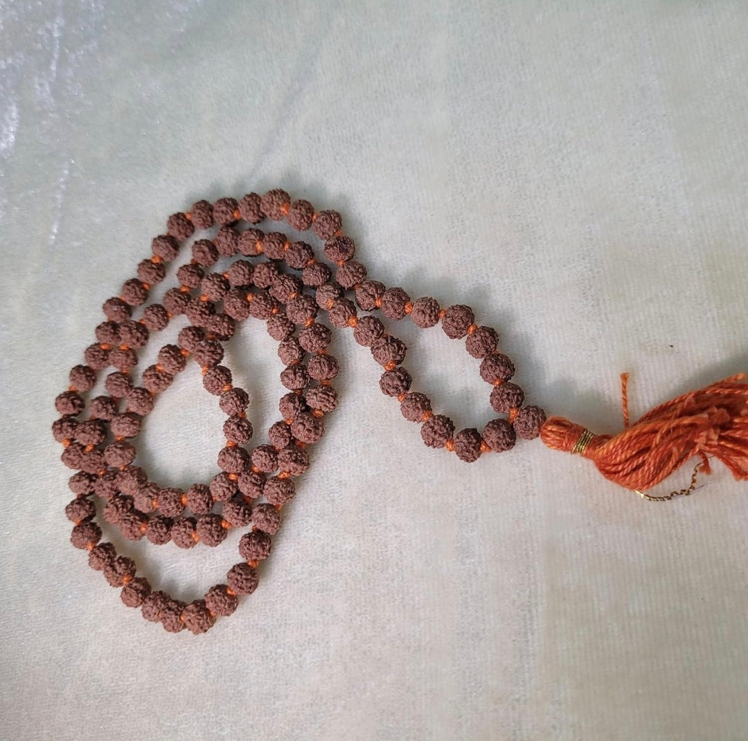 5mm 5 Mukhi Rudraksha Mala (108+1 Beads)100% Original | Authentic Natural Rudraksha Beads for Meditation, Spiritual Practice & Healing