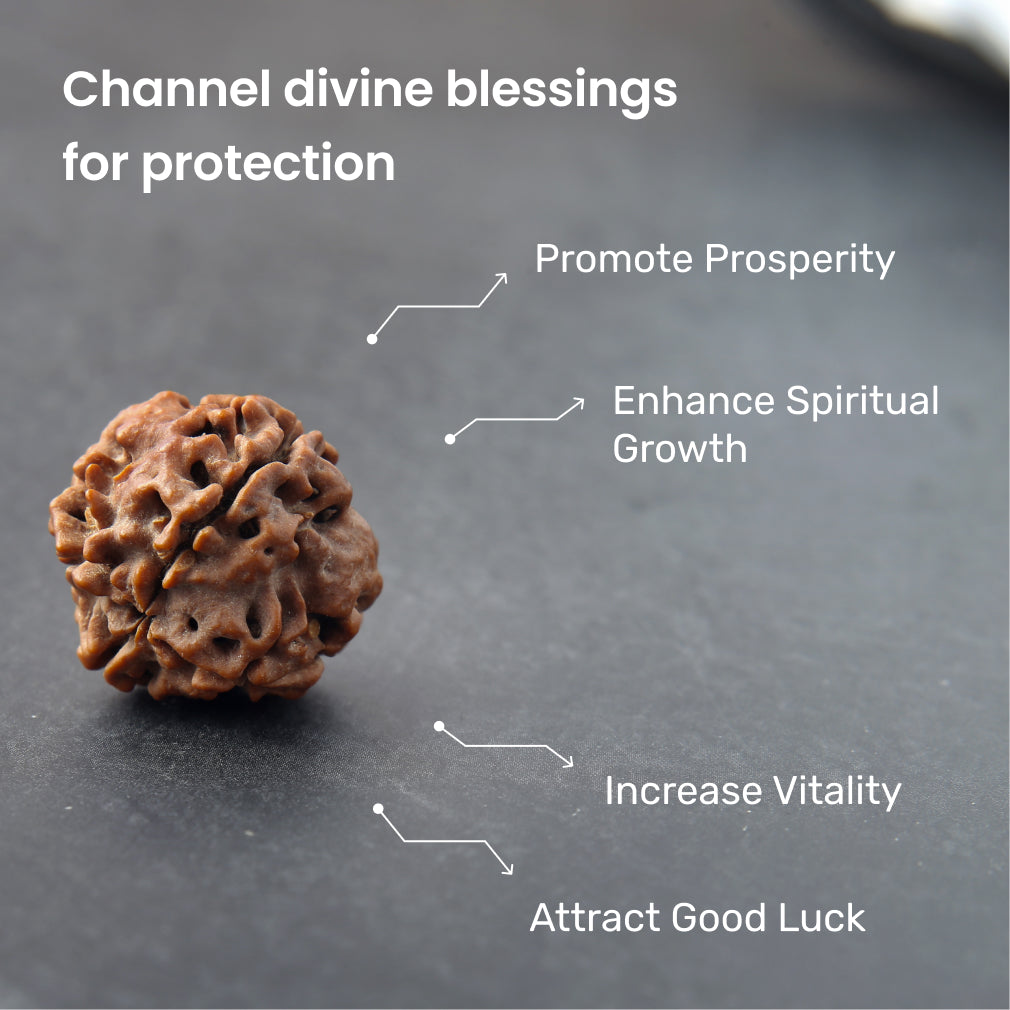 Original 4 Mukhi Nepali Rudraksha - Premium Quality Bead for Knowledge, Intellect & Communication Power