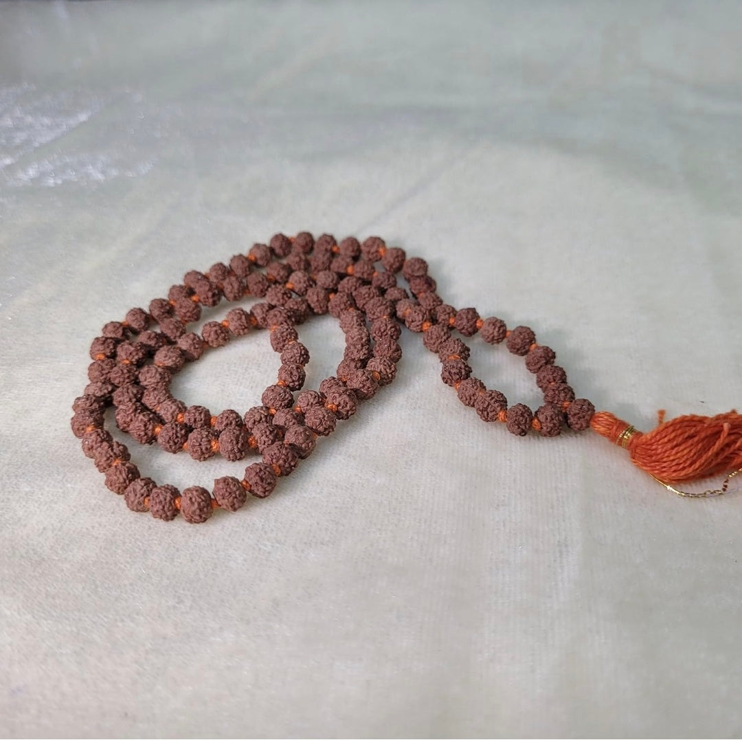 5mm 5 Mukhi Rudraksha Mala (108+1 Beads)100% Original | Authentic Natural Rudraksha Beads for Meditation, Spiritual Practice & Healing